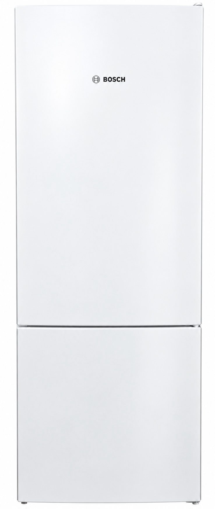 ac6fd81f-094f-460e-b9e2-88fc50ca7d43 Vit kylskåp från Bosch med frysfacket längst ner.